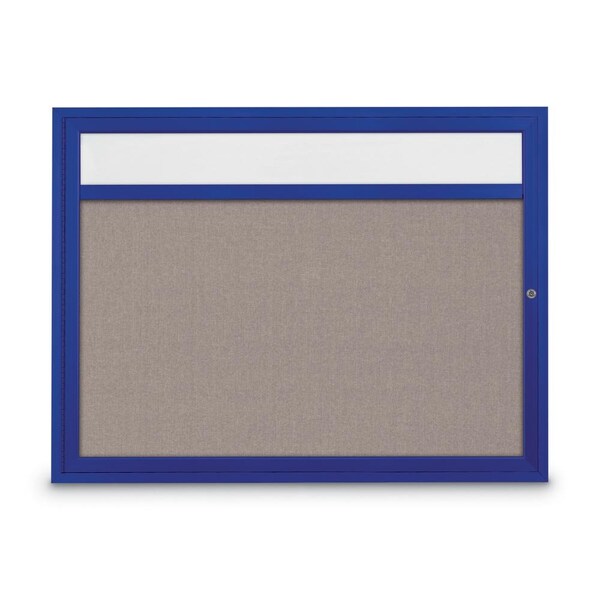 Slim Enclosed Corkboard, 30"x36", Black Alum Frame/Cobalt